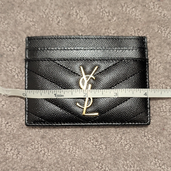 YSL Black Grainy Leather Card Holder - Picture 8 of 9